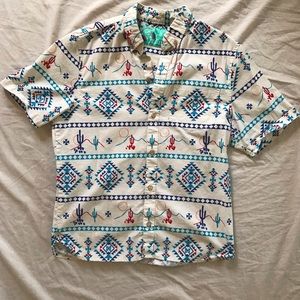 Casual button up shirt with a southwestern design